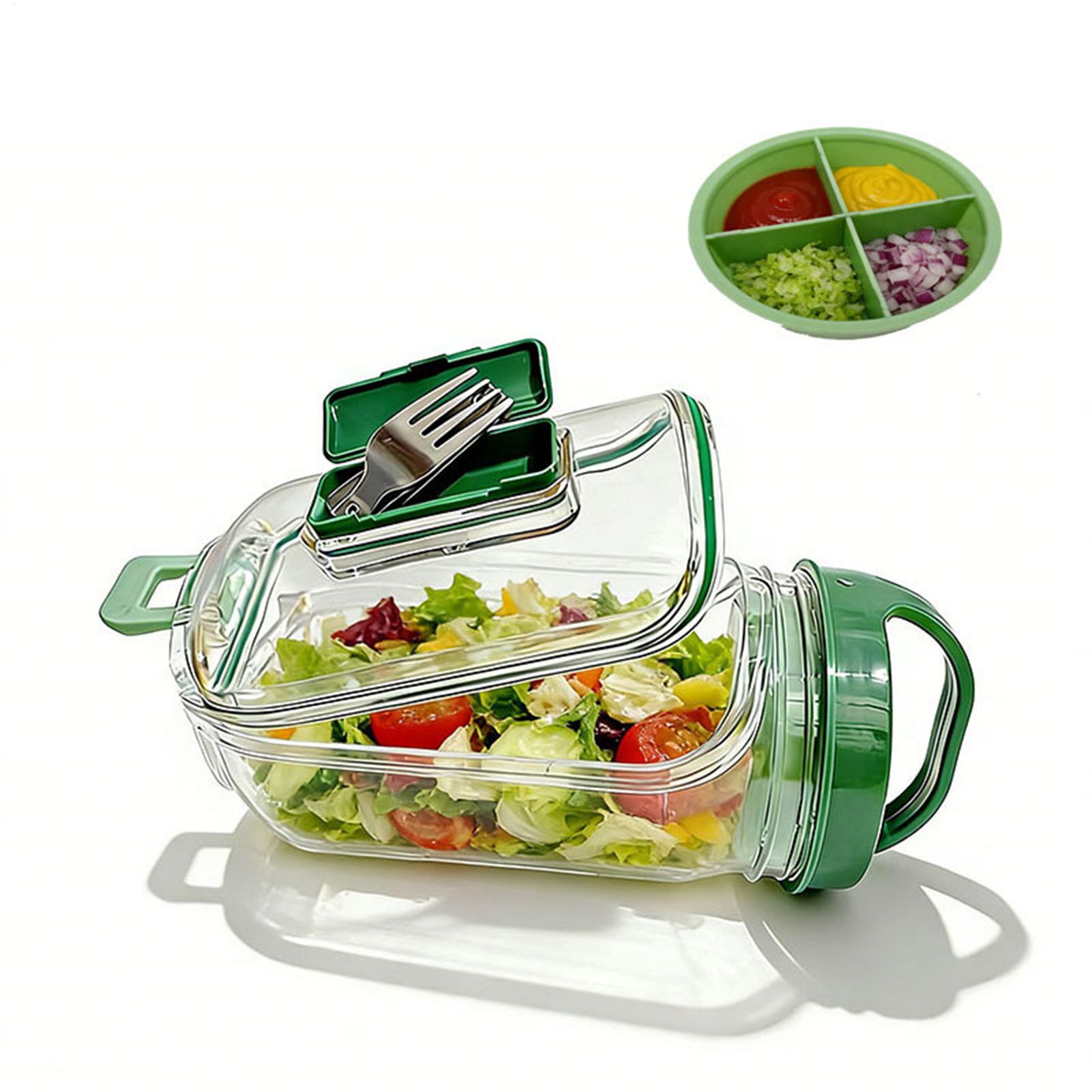 Meal Prep Gym Food - Side-Opening Salad Jar 1000ml Leakproof Meal