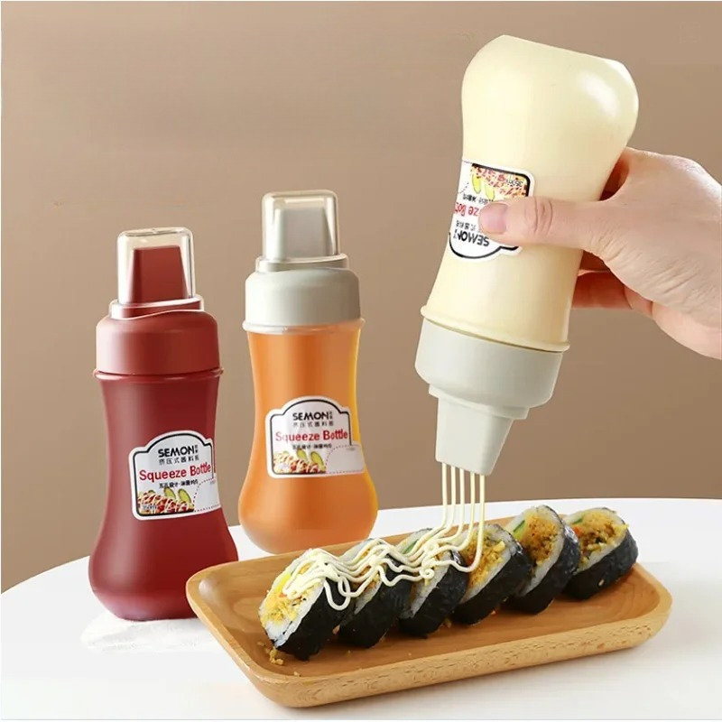 Sauce Squeeze Bottle - 5-Hole Condiment Squeeze Bottles Transparent Sauce