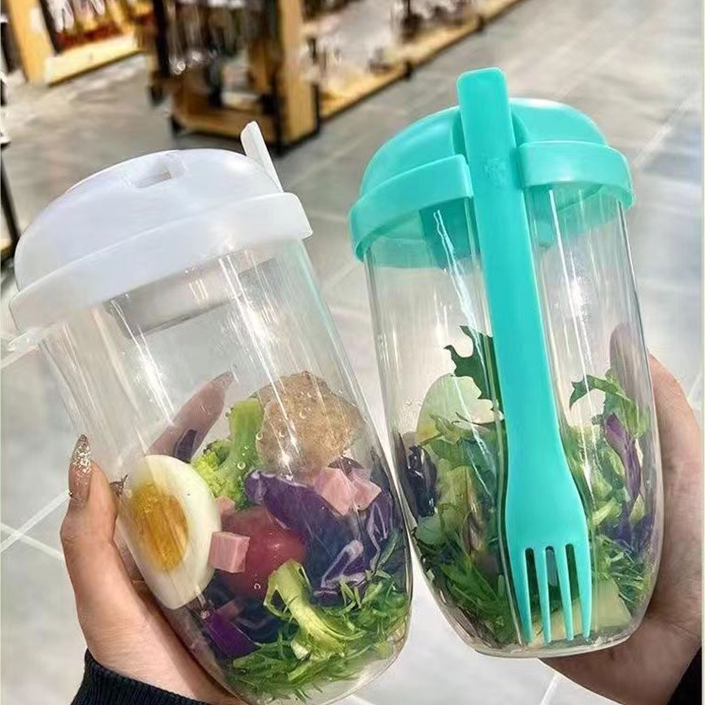 Meal Prep Jar - 1PC White/Green Portable Bottle Salad Shaker