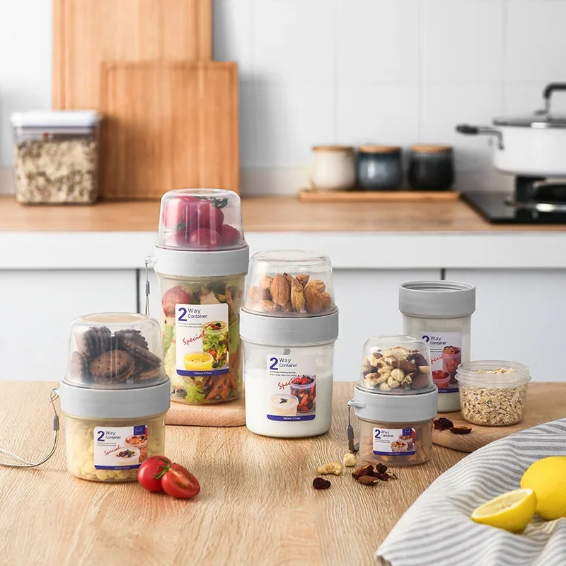 Meal Prep Yogurt Containers - Breakfast Oatmeal Cereal Nut Yogurt Salad