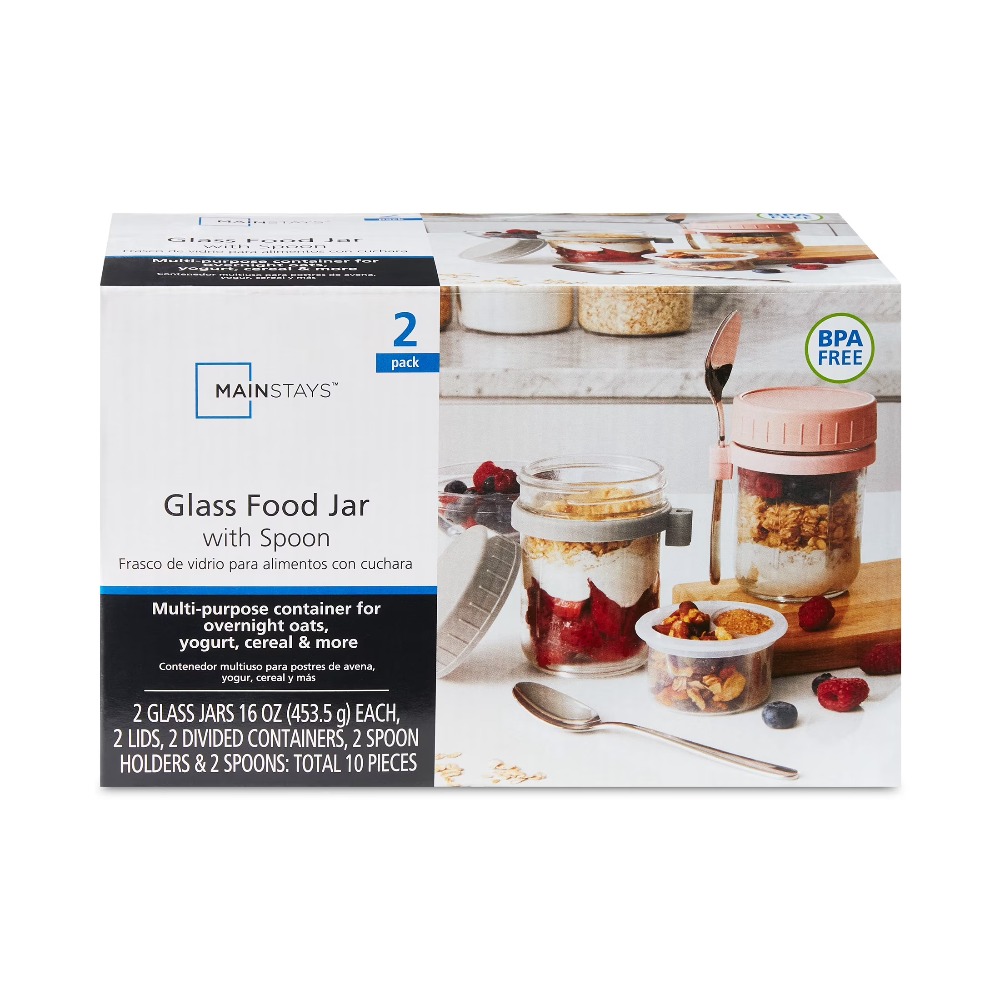 Meal Prep Glass - Portable Overnight Oats Food Jar and