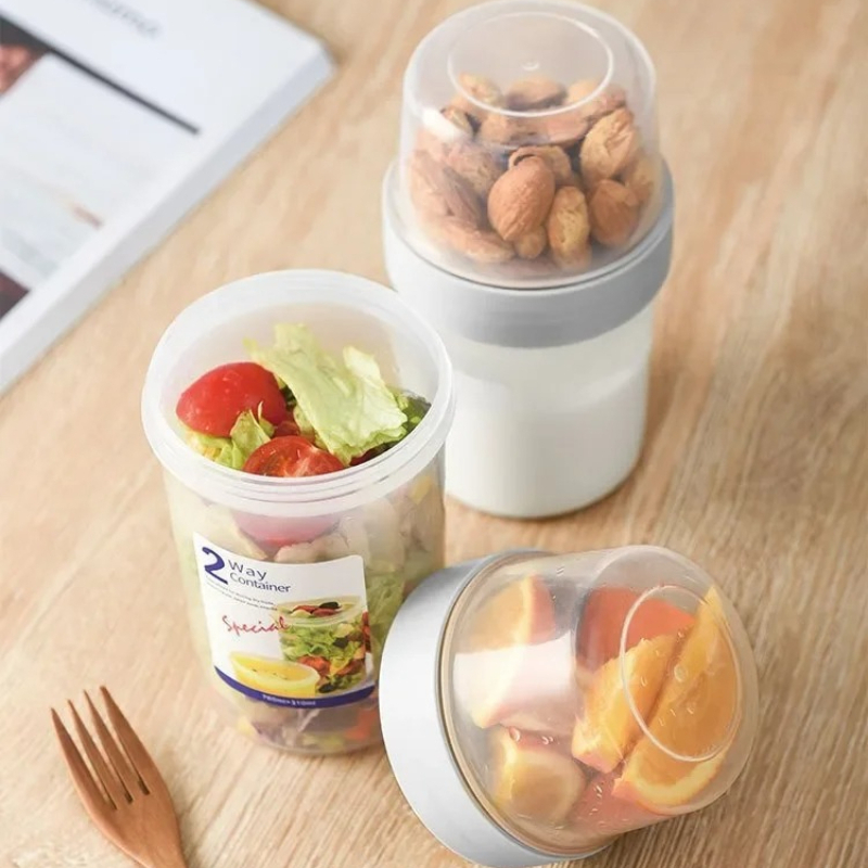 Meal Prep Yogurt Containers - Breakfast Oatmeal Cereal Nut Yogurt Salad