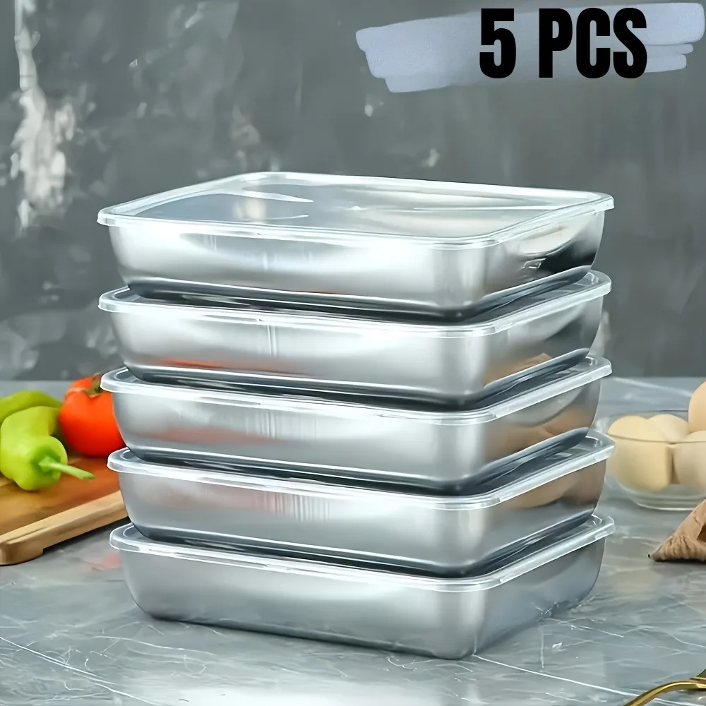 Meal Prep Glass - 5-Piece Stainless Steel Food Storage Containers,