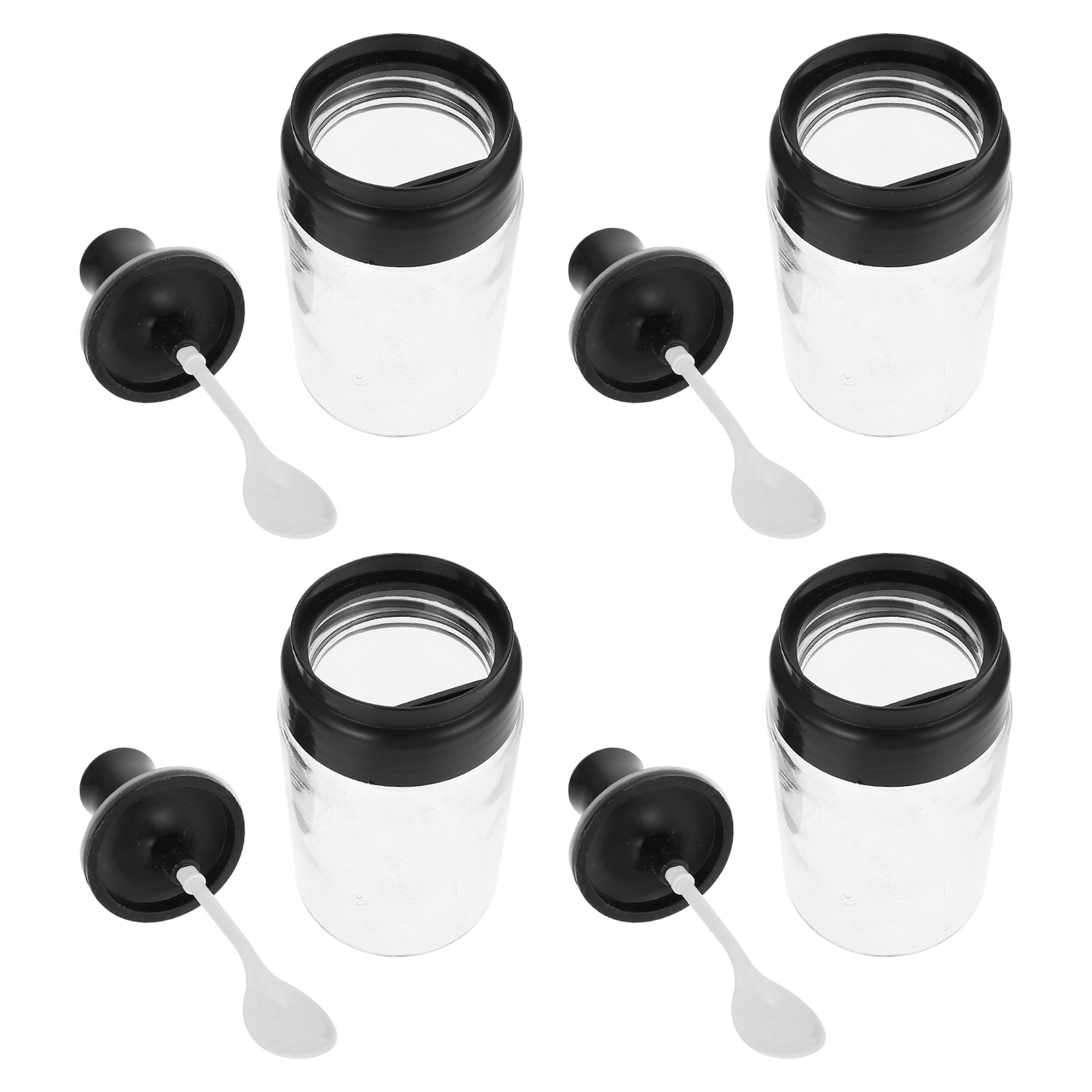 Meal Prep Glass - 4Pcs Glass Spice Jar with Spoon