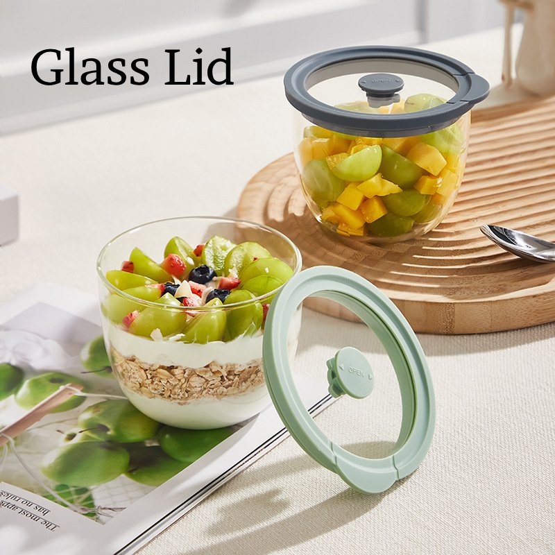 Meal Prep Yogurt Containers - Glass Overnight Oats Container with Airtight