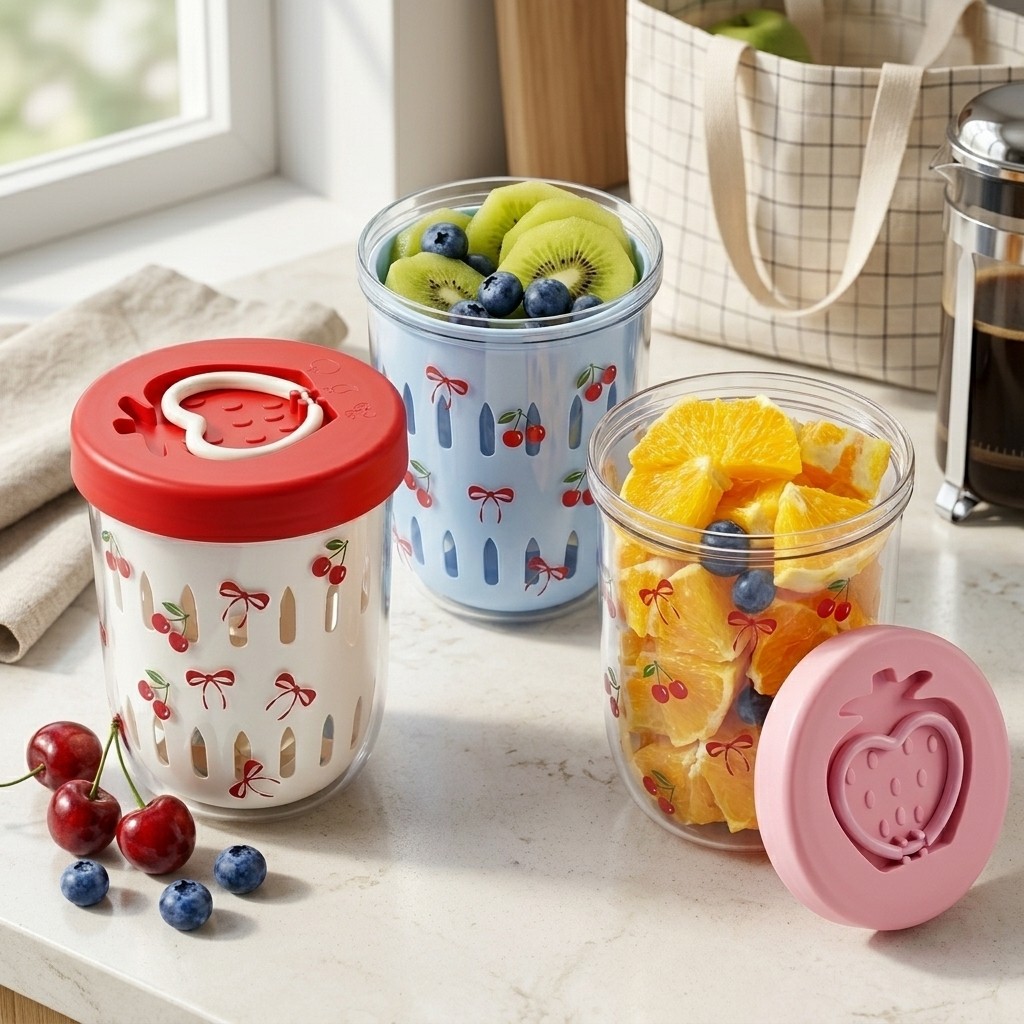 Meal Prep Yogurt Containers - Plastic Salad Container with Lid Strainer