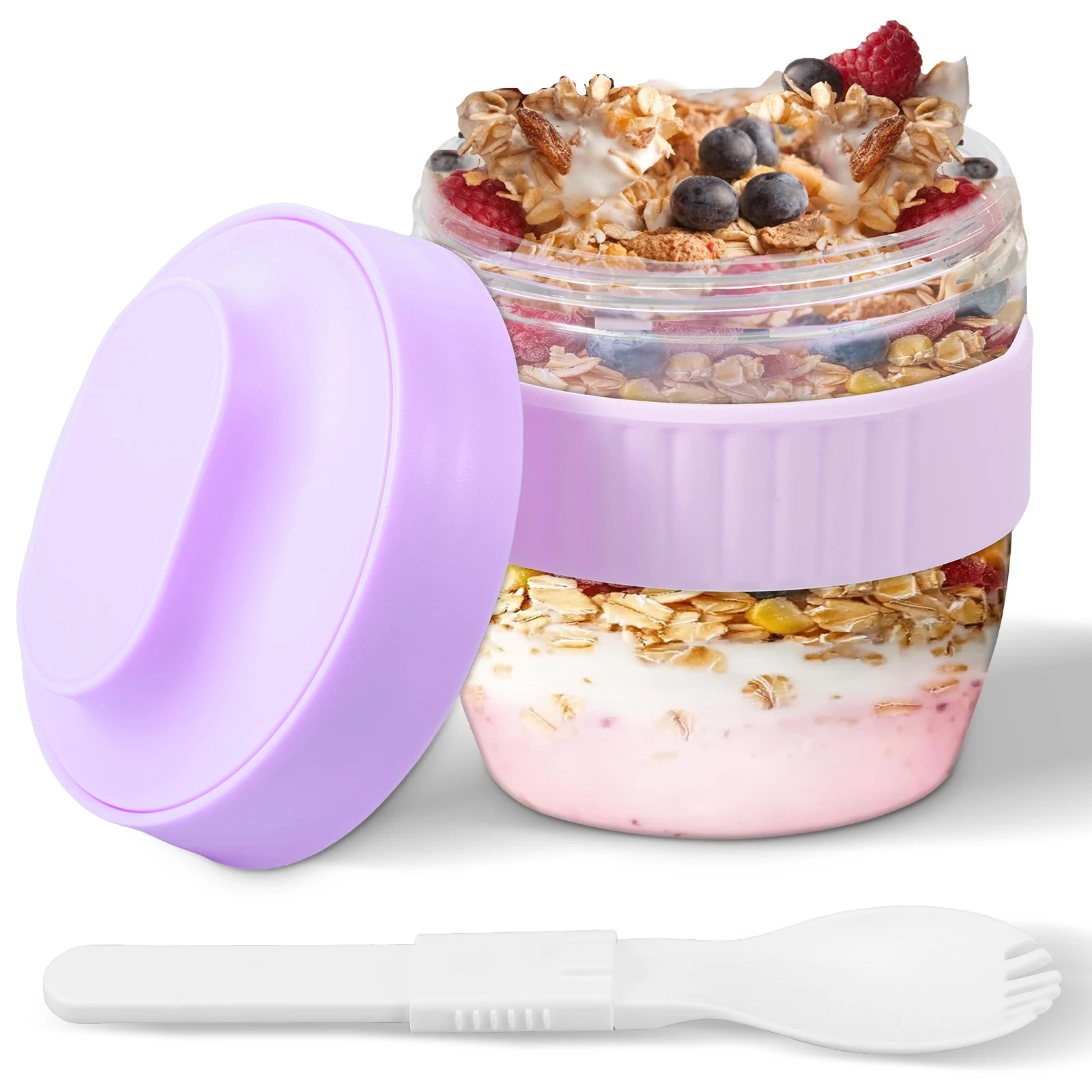 Meal Prep Yogurt Containers - Double Layer Overnight Oats Container with