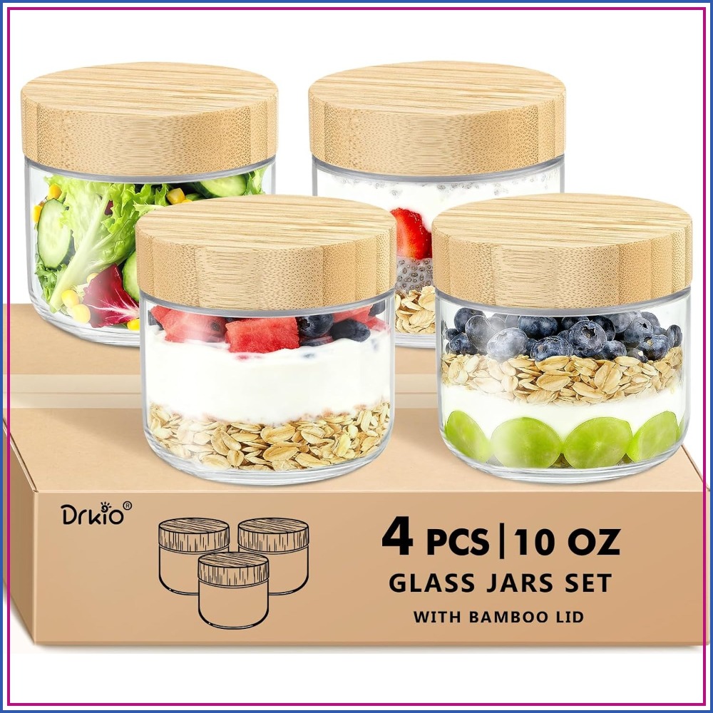 Meal Prep Yogurt Containers - 10 Oz Overnight Oats Containers with