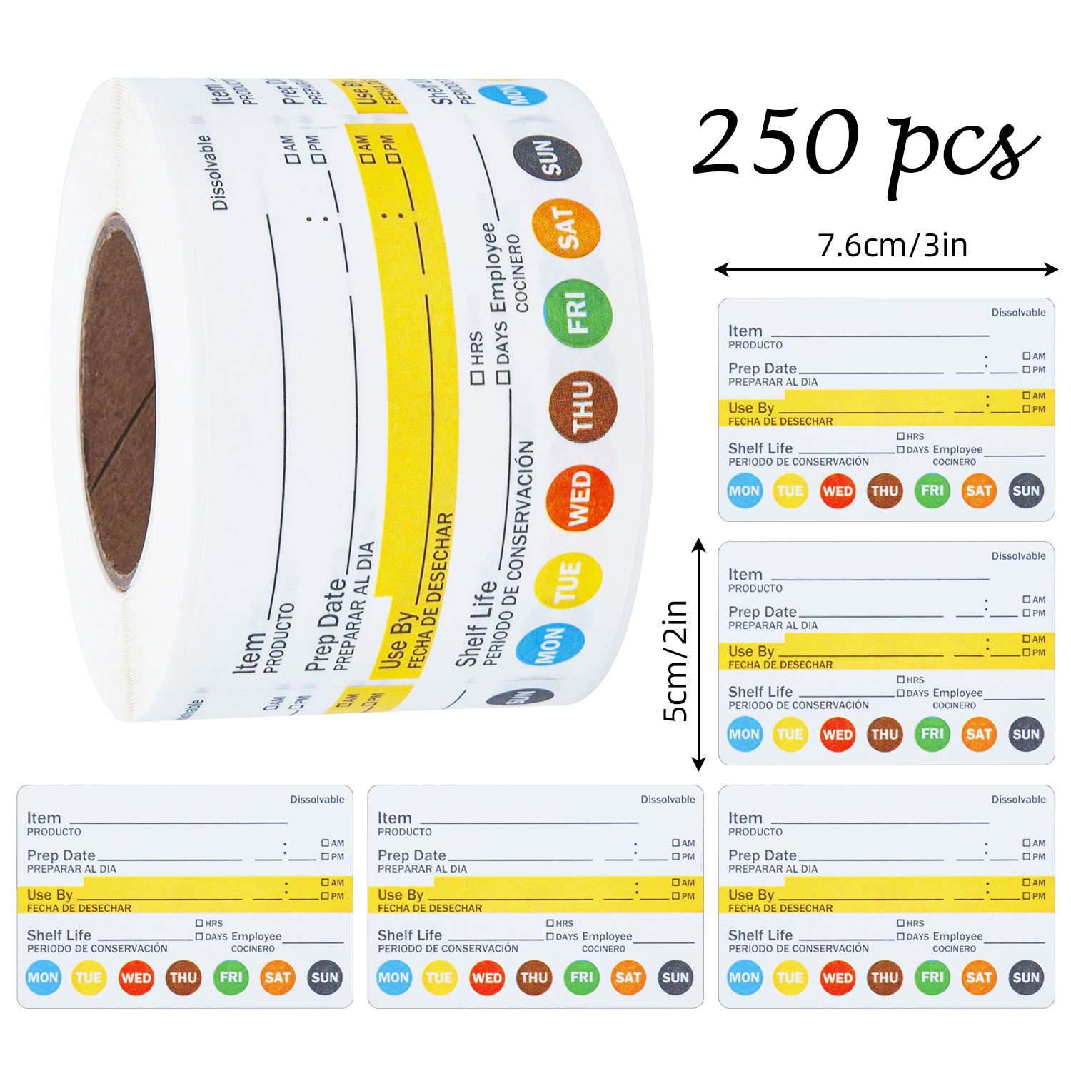 250Pcs/Roll Food Date Labels W - огляд і ціна Meal Prep Jar