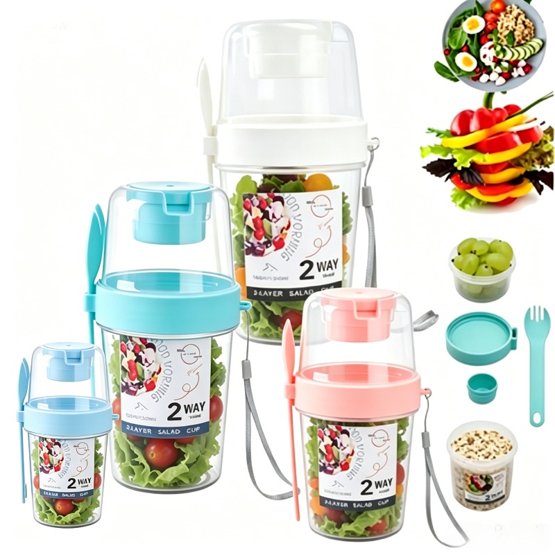 Portable Salad Cup Double Oatm - огляд і ціна Meal Prep Yogurt Containers