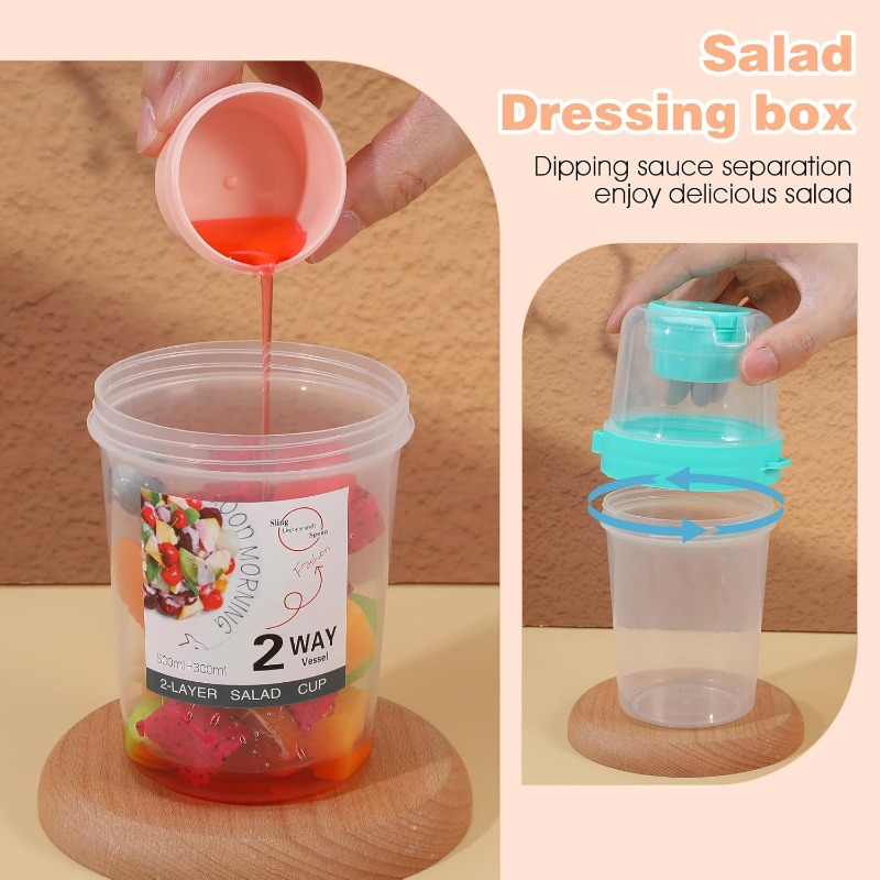 Portable Salad Cup Double Oatm - огляд і ціна Meal Prep Yogurt Containers