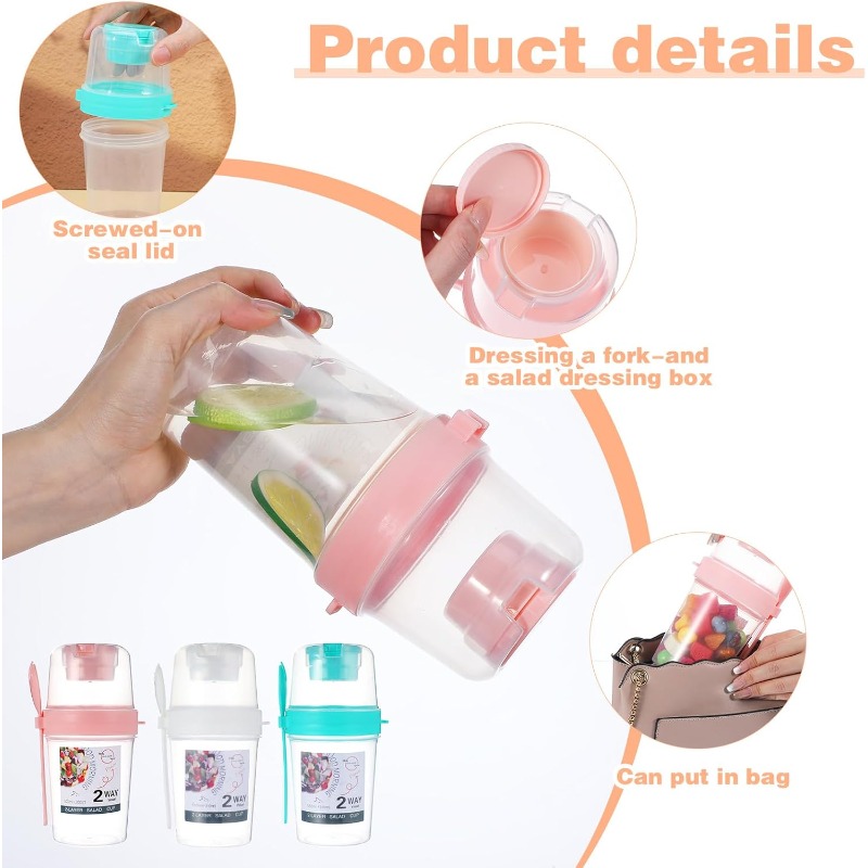 Portable Salad Cup Double Oatm - огляд і ціна Meal Prep Yogurt Containers