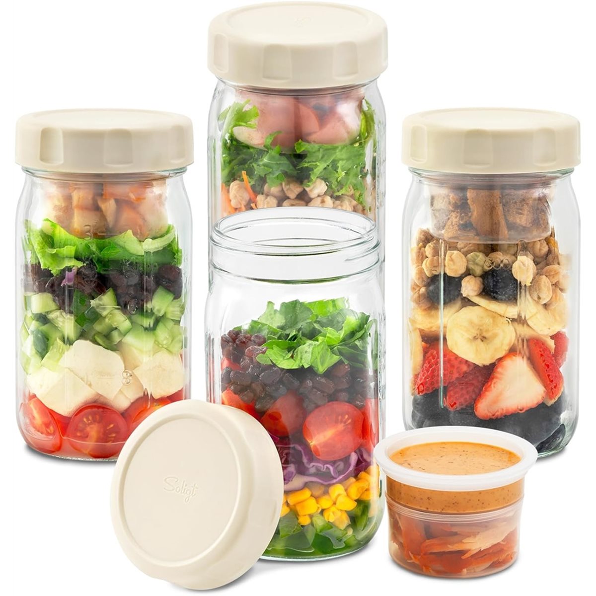A67T NEW 4 Pack Glass Salad Ja - огляд і ціна Meal Prep Glass
