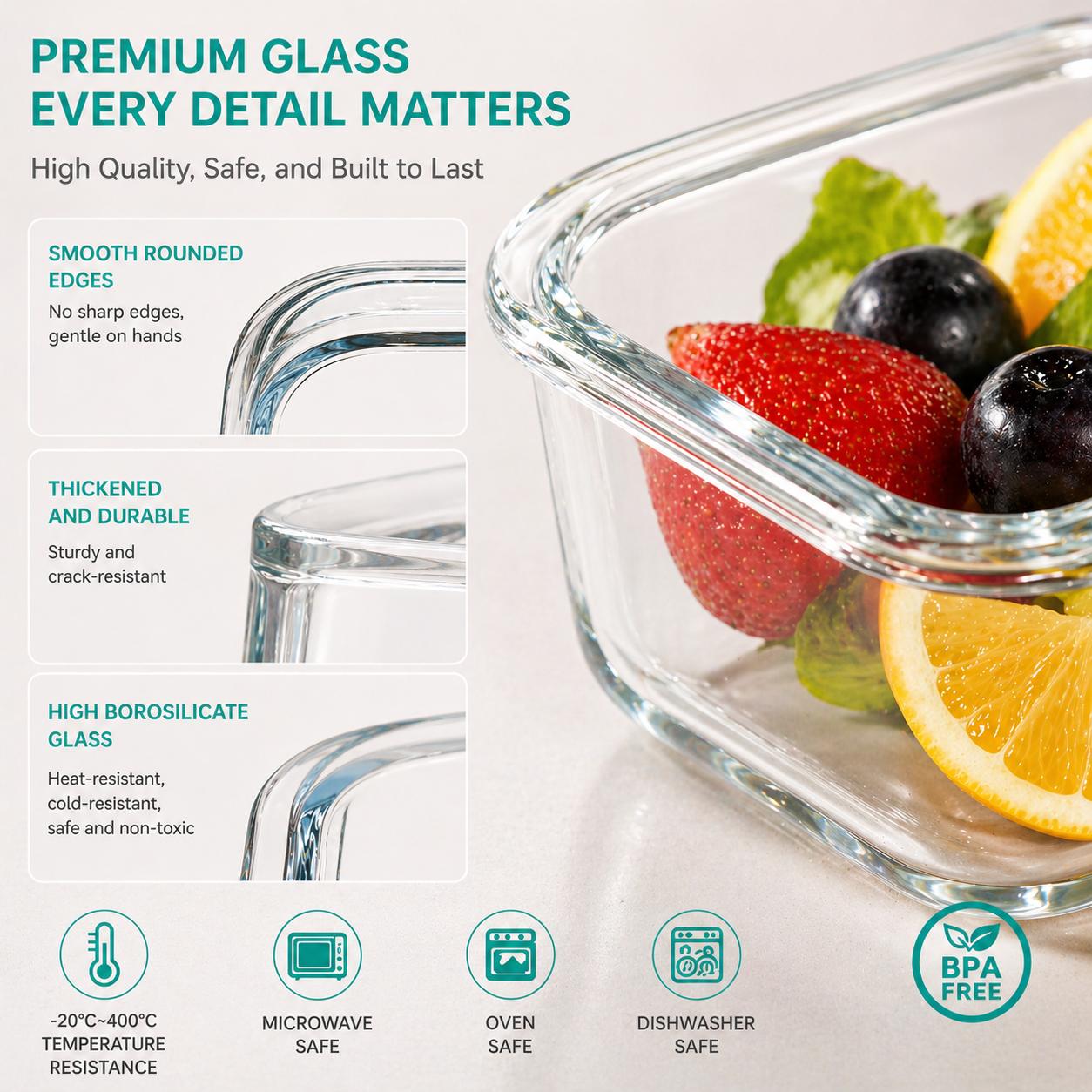 16pcs Sealed Glass Food Storag - огляд і ціна Meal Prep Glass